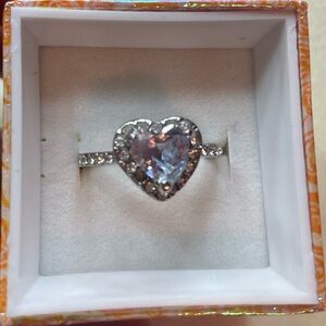 Heart-Shaped Silver Ring with Crystal Accents